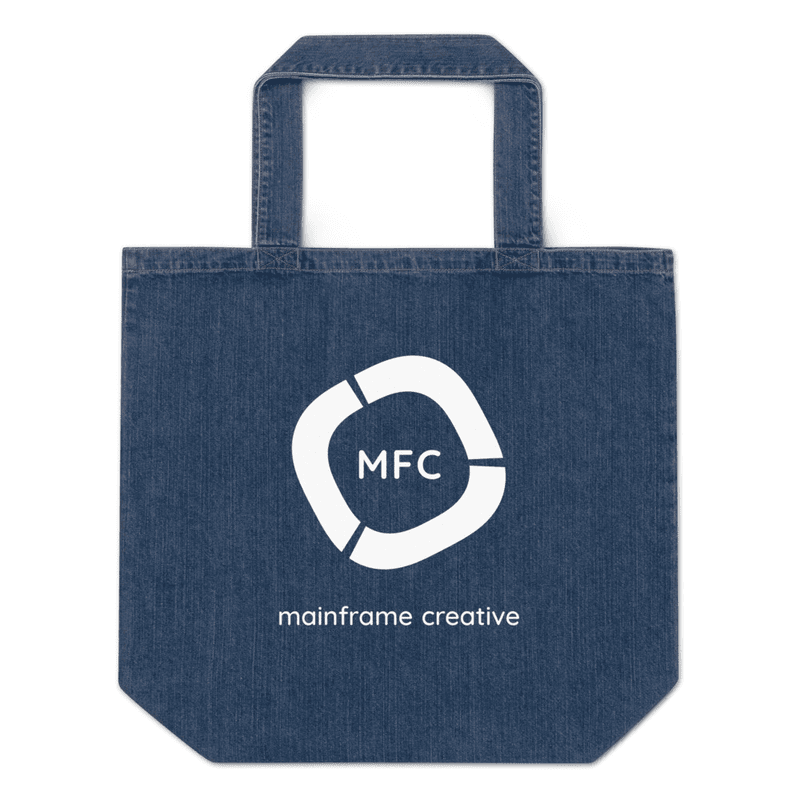Organic denim tote bag