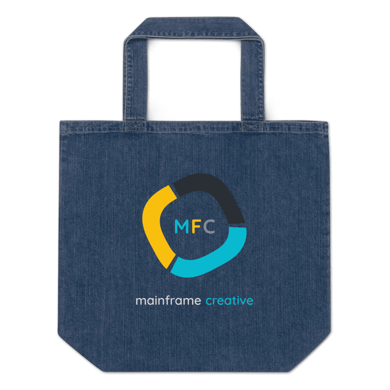 Organic denim tote bag