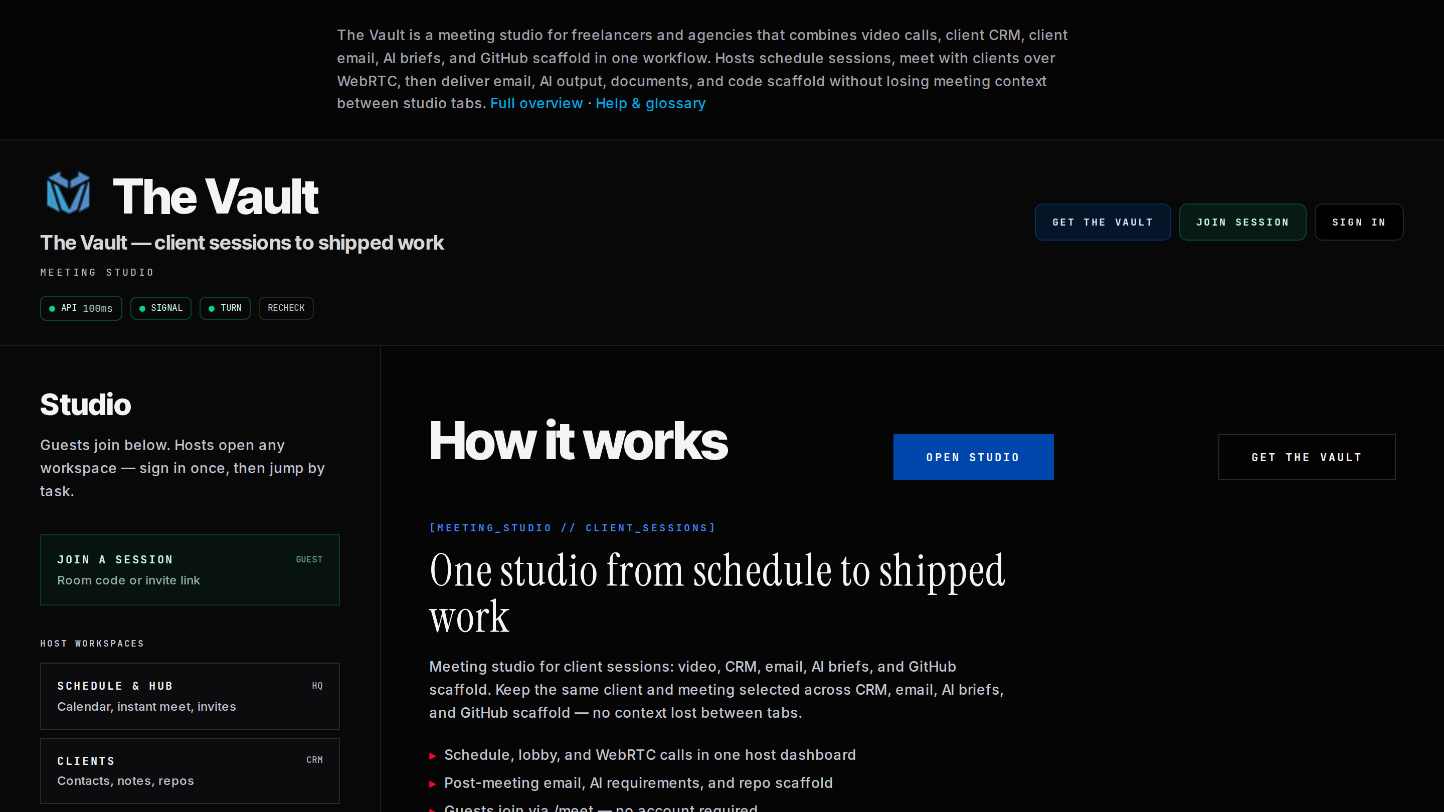 The Vault — live site preview